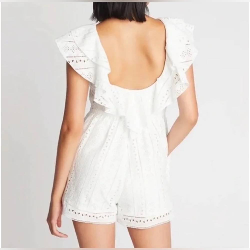 Riviera Romper Laced Corset Plunge Front Lined White Eyelet Material Choosy NWT - Picture 3 of 11